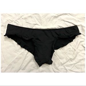 Teeki Recycled Plastic Black Rouched & Ruffled Bikini Bottoms